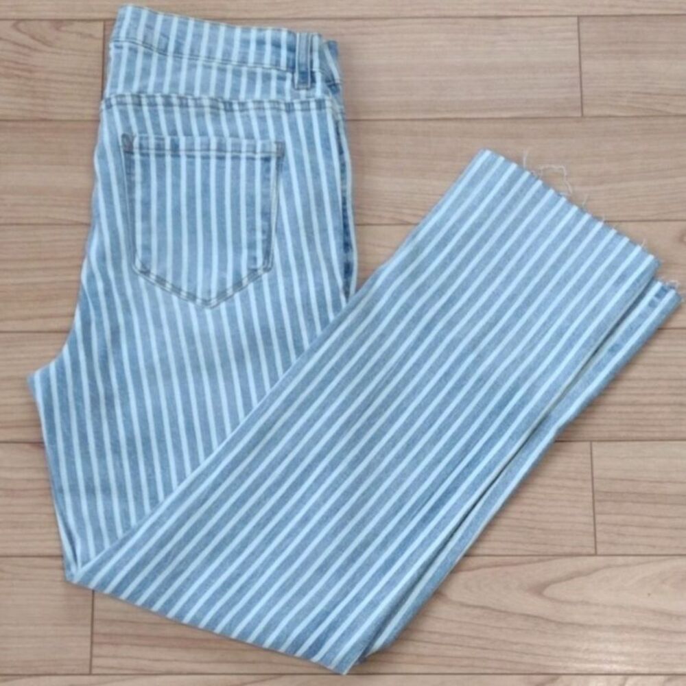 Kensie Vintage Luxe The Allie High Rise Slim Straight Striped Jeans Size 6